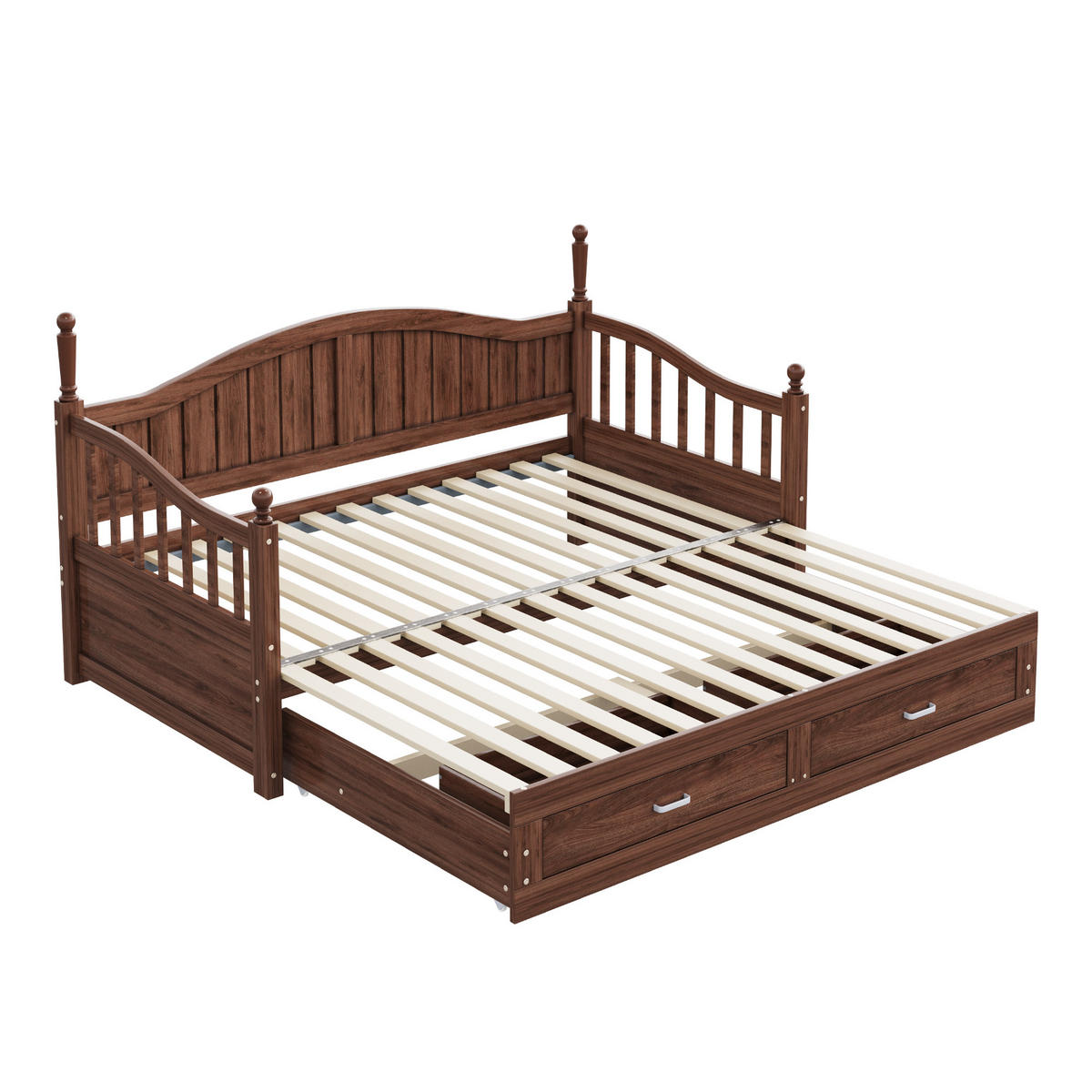 MULTIFUNKTIONSBETT 90/190 cm naturfarben aus Holz mit Ausziehfunktion und Schubladen - Naturfarben, Holzwerkstoff (90/190cm) - OKWISH