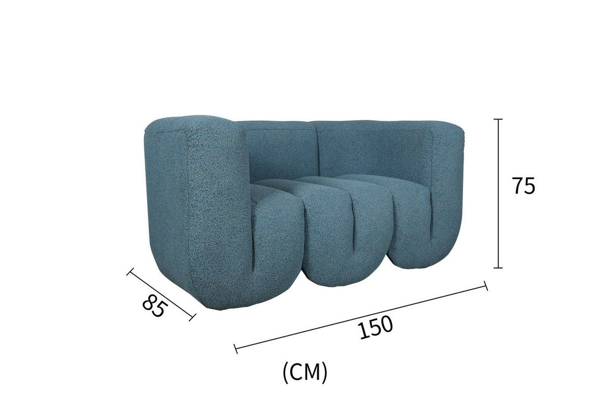SOFA NUA Blau 150x85x75 cm - Blau, Textil (150/75/85cm) - FURNLUX