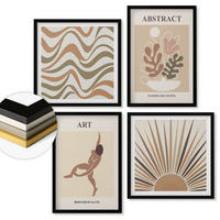 WANDBILDER 4er-Set - 50x50 cm & 40x60 cm Schwarzer Rahmen - Matisse Boho abstrakte Muster - Schwarz, Kunststoff (50/50cm) - ArtPrintCave
