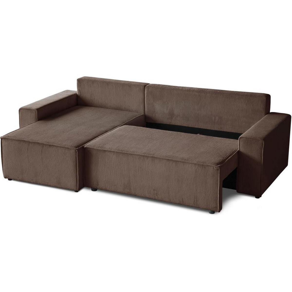 ROHOVÁ ROZKLÁDACÍ POHOVKA Hektor, s funkcí spaní, hnědá - černá/hnědá, textil/plast (277/152cm) - Beautysofa