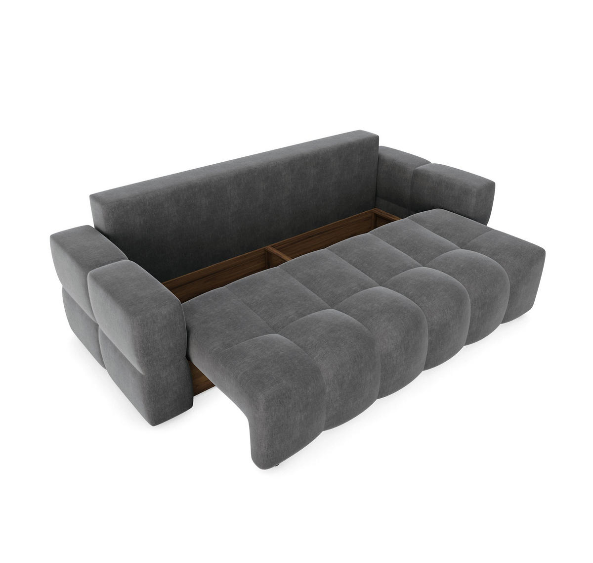 SCHLAFSOFA GERADE Samt Graphitgrau 247cm - Graphitfarben/Grau, Textil (247/90/102cm) - Sia Home