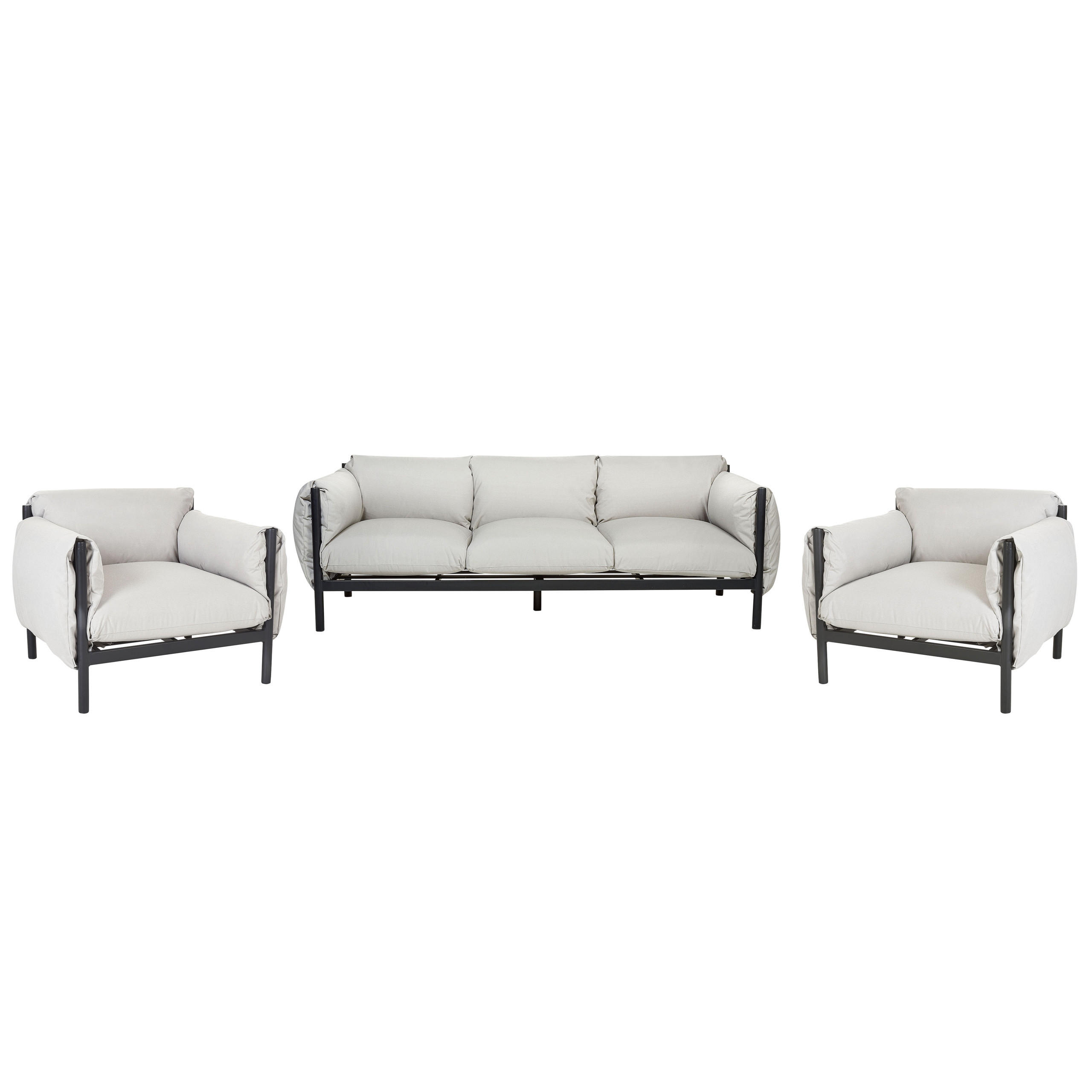 5-SEDEŽNA LOUNGE GARNITURA 3-delna svetlo siva/črna Esperia - črna/svetlo siva, kovina/tekstil (211/80/96cm) - Beliani