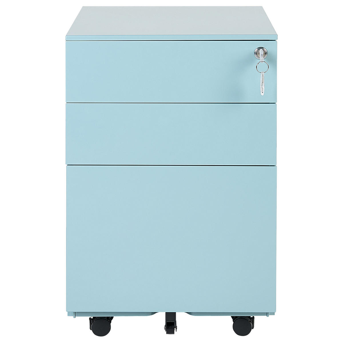 AKTENSCHRANK Metall hellblau 3 Schubladen mit Rollen Cami - Blau, Metall (39/60/50cm) - Beliani