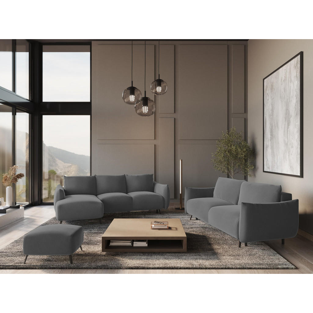 Thumbnail - Makamii Ecksofa, Grau, Textil, 3-Sitzer, Füllung: Schaumstoff, L-Form, Ottomane links, 242x162 cm, Made in EU, Wohnzimme...