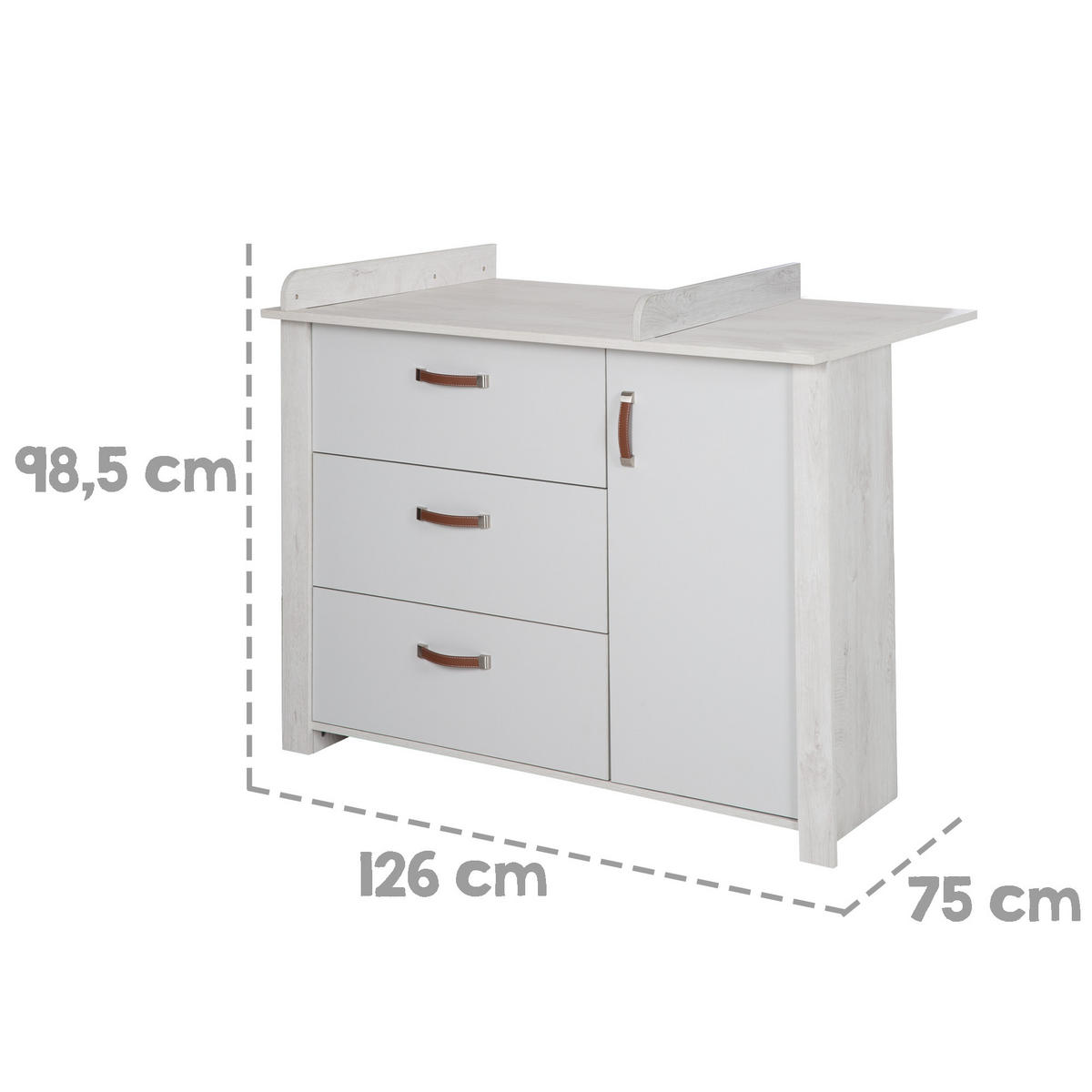 BABYZIMMER-SET Mila 3-teilig - Grau, Holzwerkstoff (135/190/142cm) - Roba