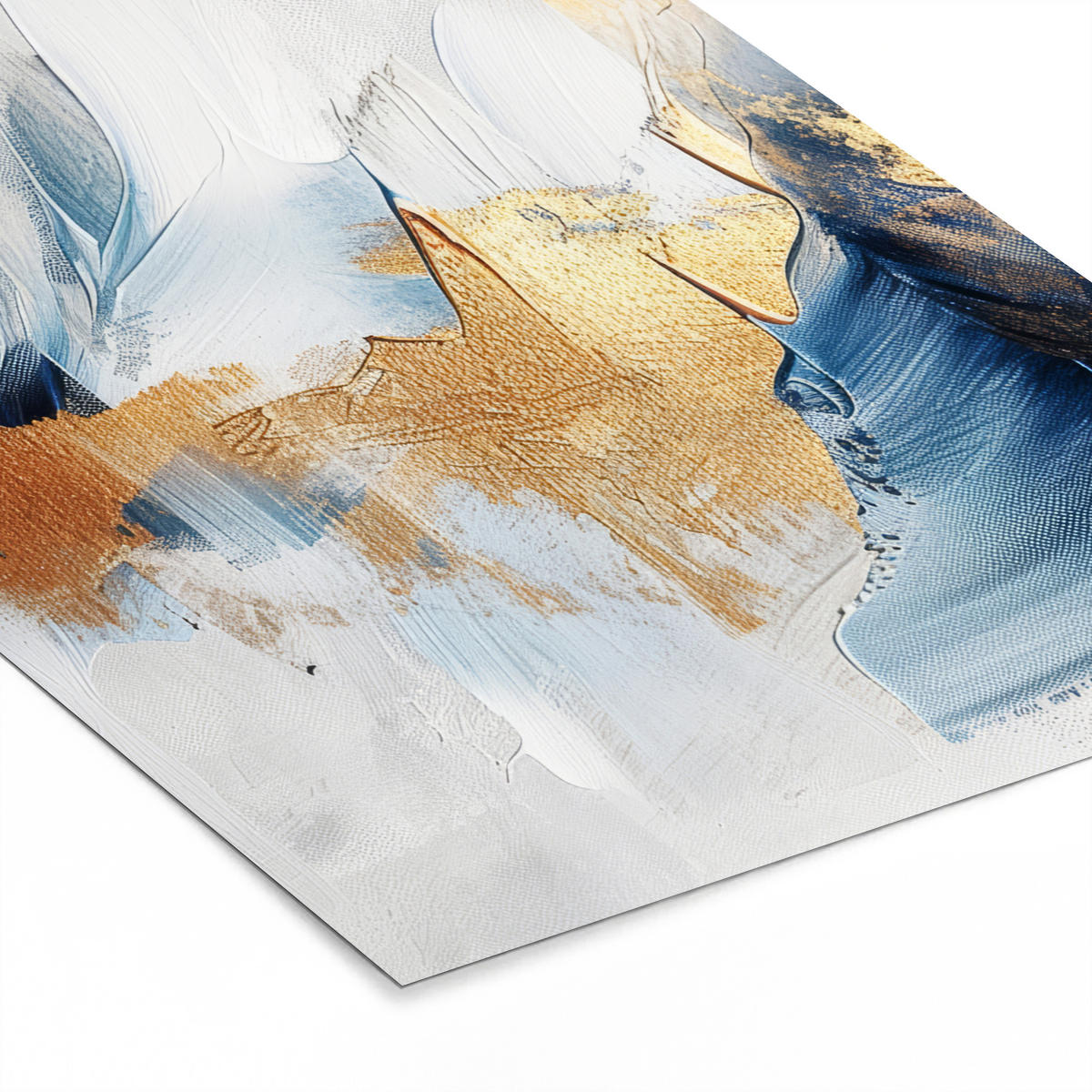 GERAHMTES BILD Gold - Blau - Aquarell - Kunst - Modern 30x40 cm - Hellblau, Papier (30/40cm) - MuchoWow