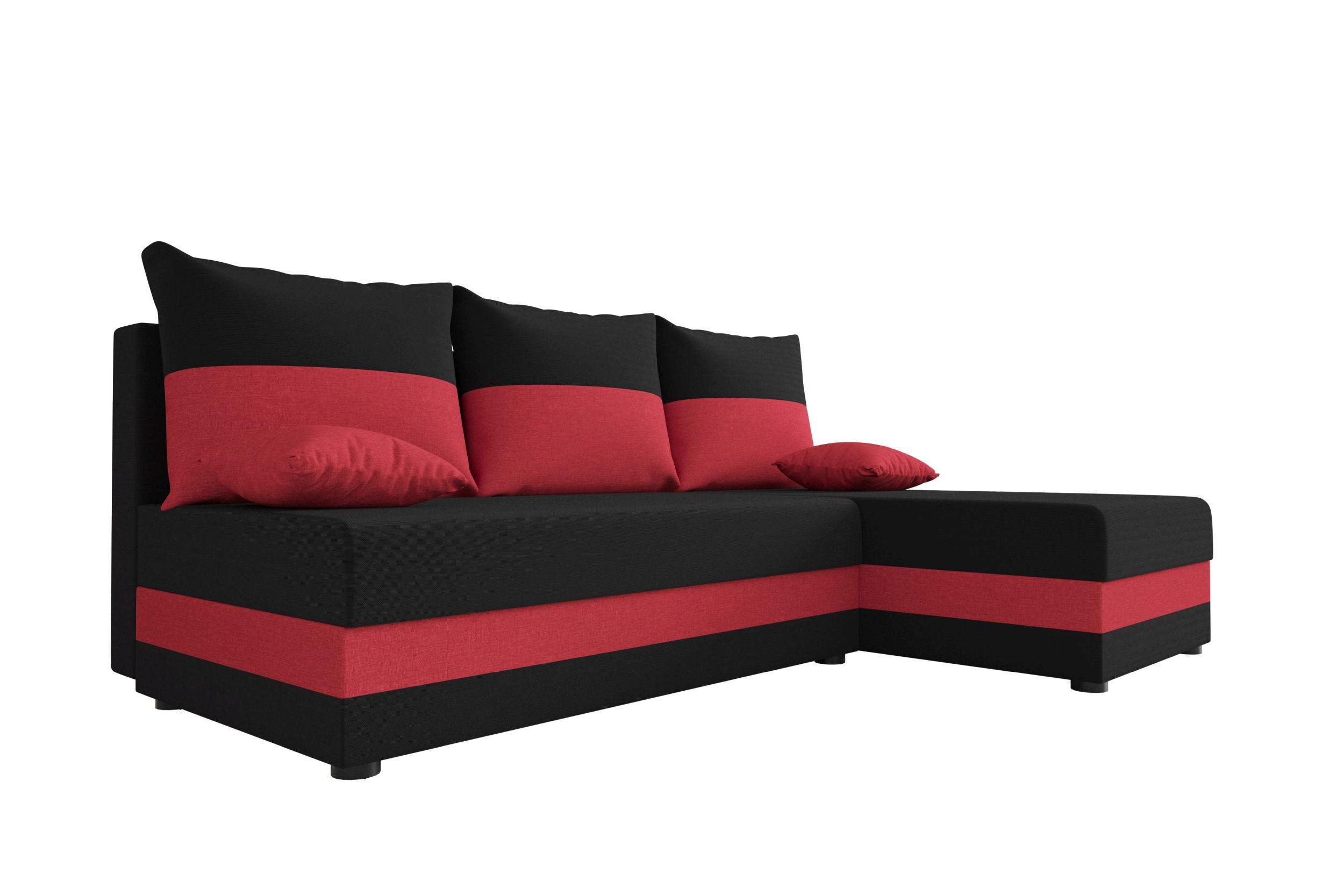 ECKSOFA HEWLET L Sawana 14+13 Rechts mit Schlaffunktion - Rot, Textil (200/140cm) - Bedante