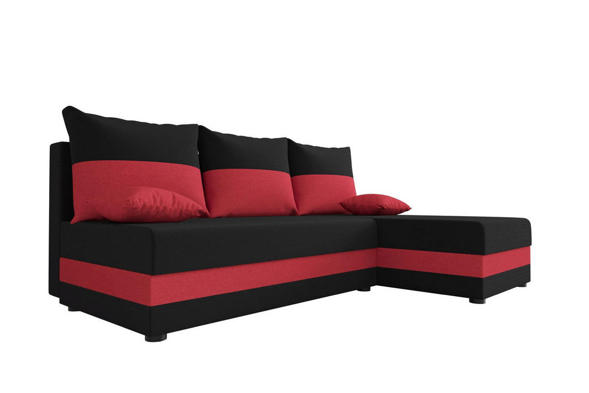 ECKSOFA HEWLET L Sawana 14+13 Rechts mit Schlaffunktion - Rot, Textil (200/140cm) - Bedante