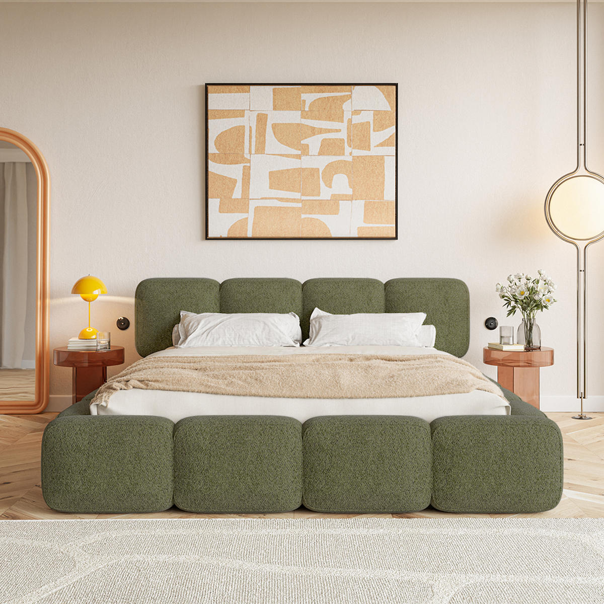 POLSTERBETT BALMONTE 140x200 cm, Grün - Grün, Textil (200/140cm) - Fedve