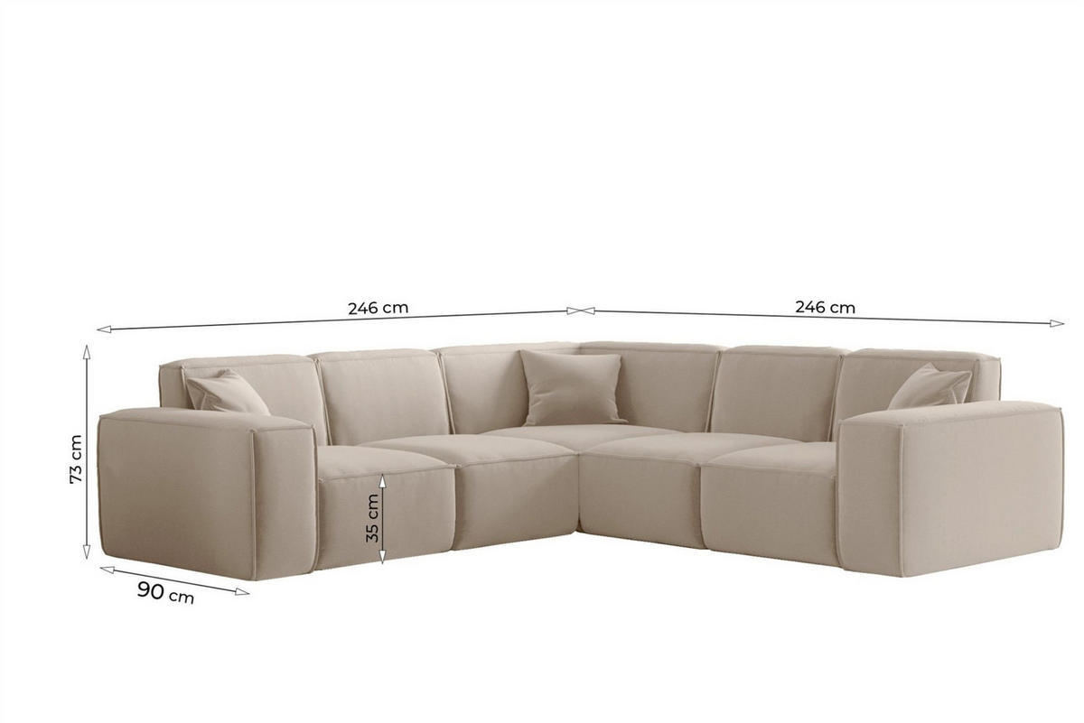 ECKSOFA Celes Premium In Artico - Anthrazit, Holzwerkstoff/Textil (246/246cm) - Fun Möbel