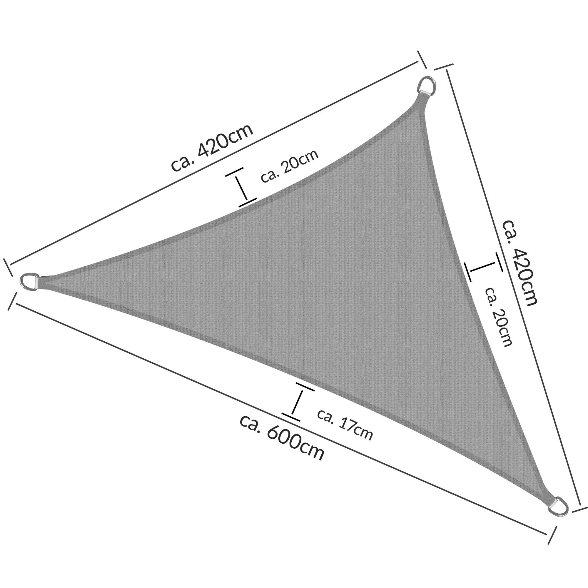 SONNENSEGEL SolVision HS9 420/420/600 cm dreieckig Grau HDPE - Grau, Kunststoff (420/420cm) - Sol Royal