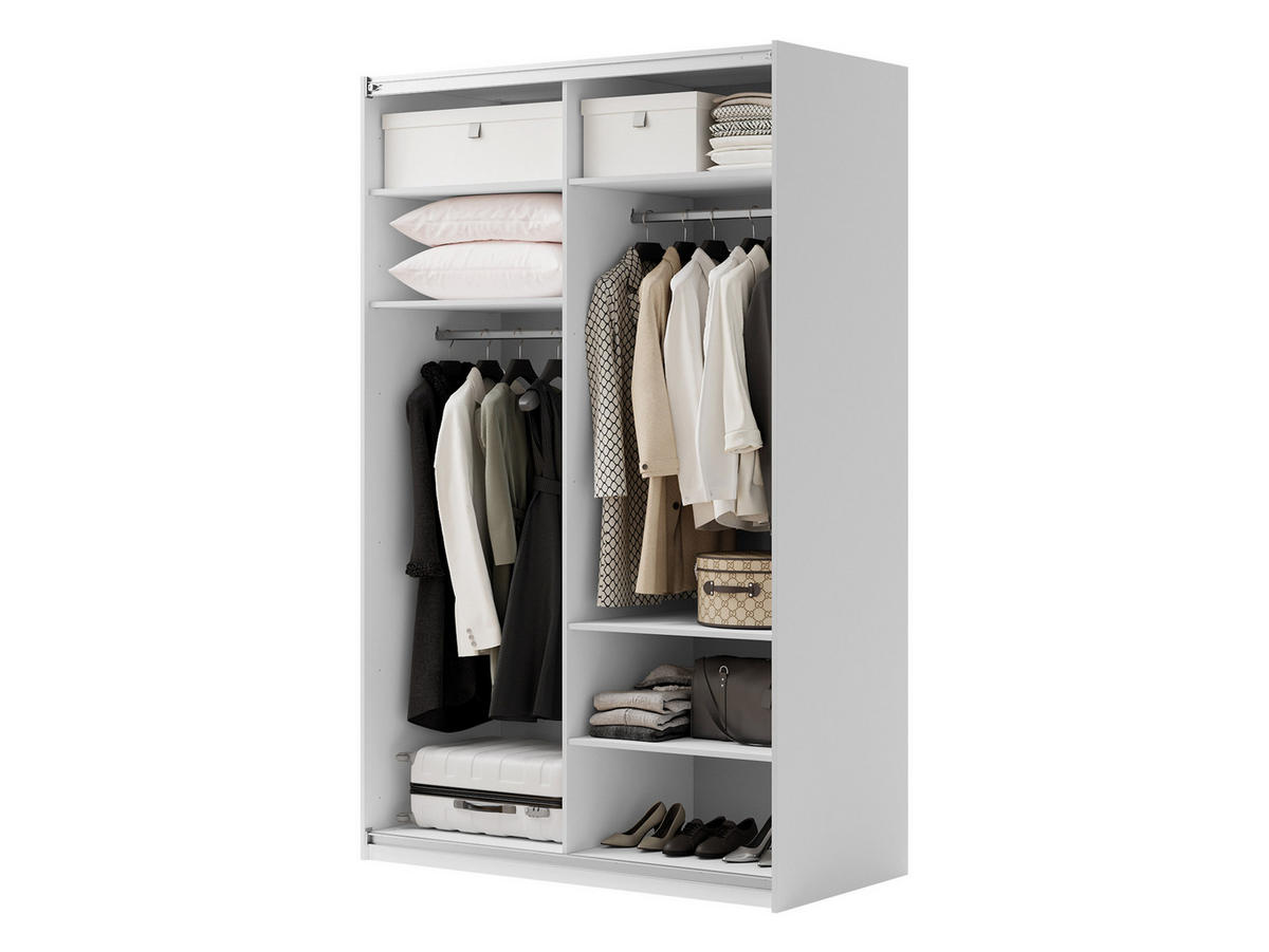 SCHIEBETÜRENSCHRANK Maxi 2D 150 MX02 mit LED Beleuchtung - Weiß, Holzwerkstoff (160/235/71cm) - MIRJAN24