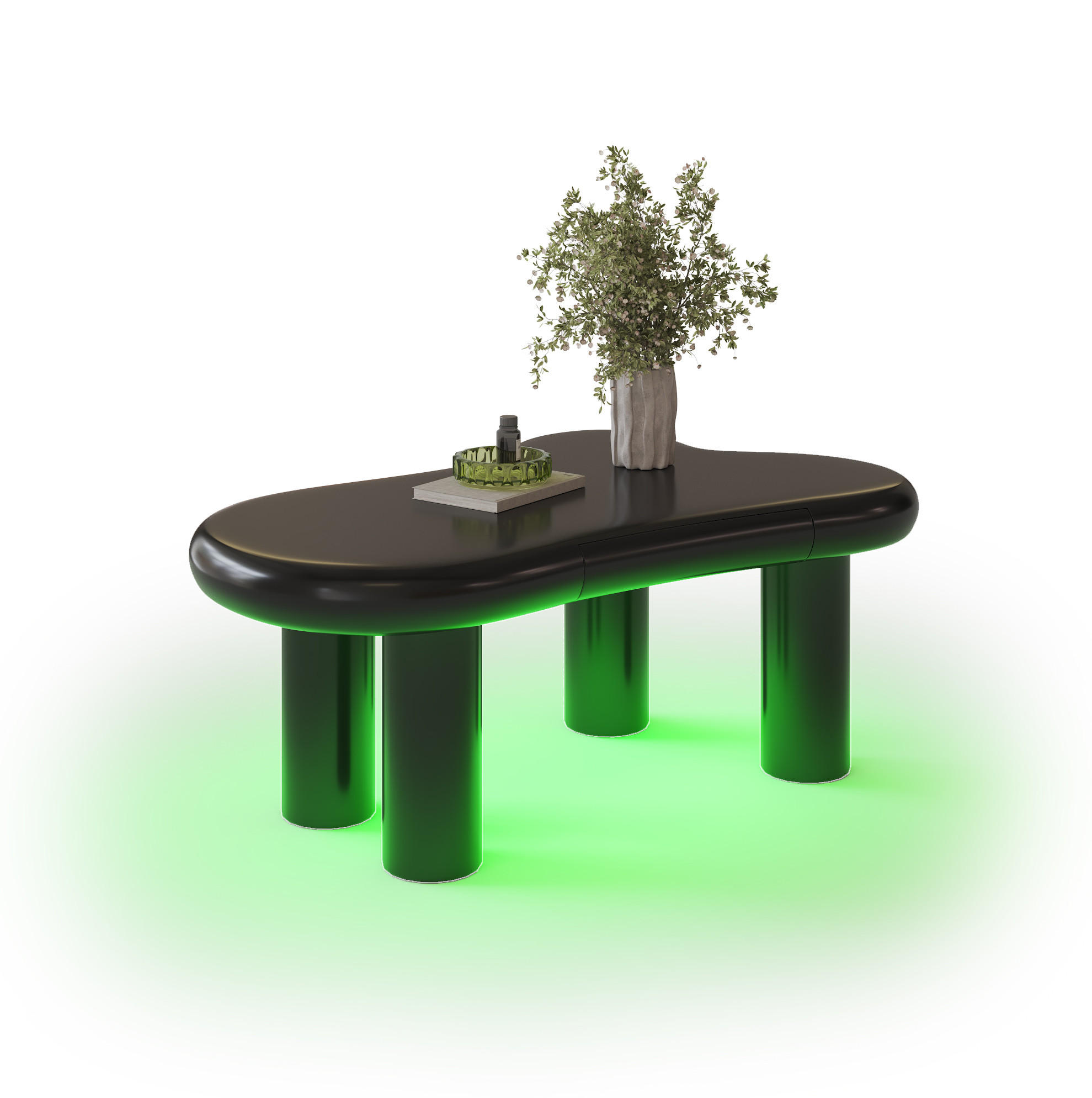 COUCHTISCH 98/65,5/40 cm mit 16-farbiger LED-Beleuchtung, Schublade und Cloud-Form aus MDF, Schwarz - Schwarz, Holzwerkstoff (98/65.5/40cm) - Redom