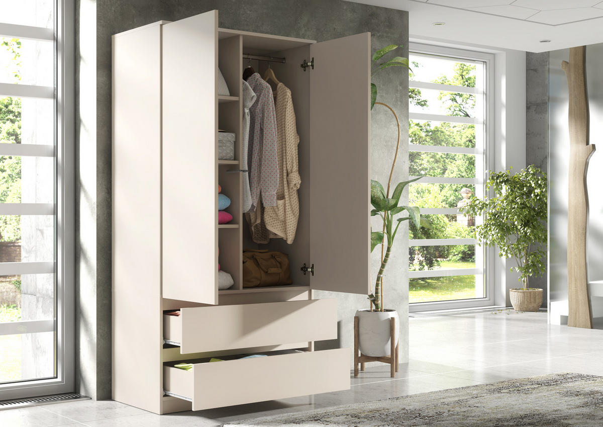 KLEIDERSCHRANK mit Schubladen 90x50x180 cm Kaschmir - Kaschmir, Holzwerkstoff (180/90/50cm) - MebLocker