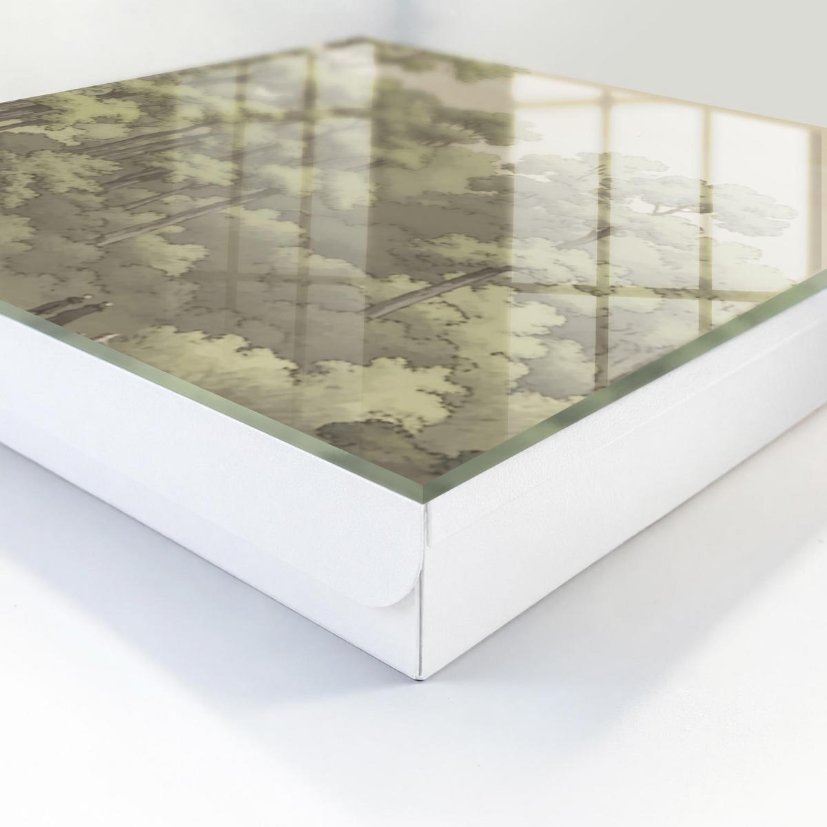 SCHLÜSSELBOX Weiß 30x30 cm – Türöffnung nach rechts - grüner Wald - Grün, Metall (30/30/5cm) - TULUP