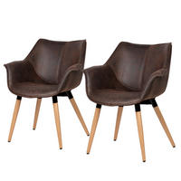ARMLEHNENSTUHL - Massivholz / Textil - Dunkelbraun, Holz/Textil (70/81/64cm) - home24