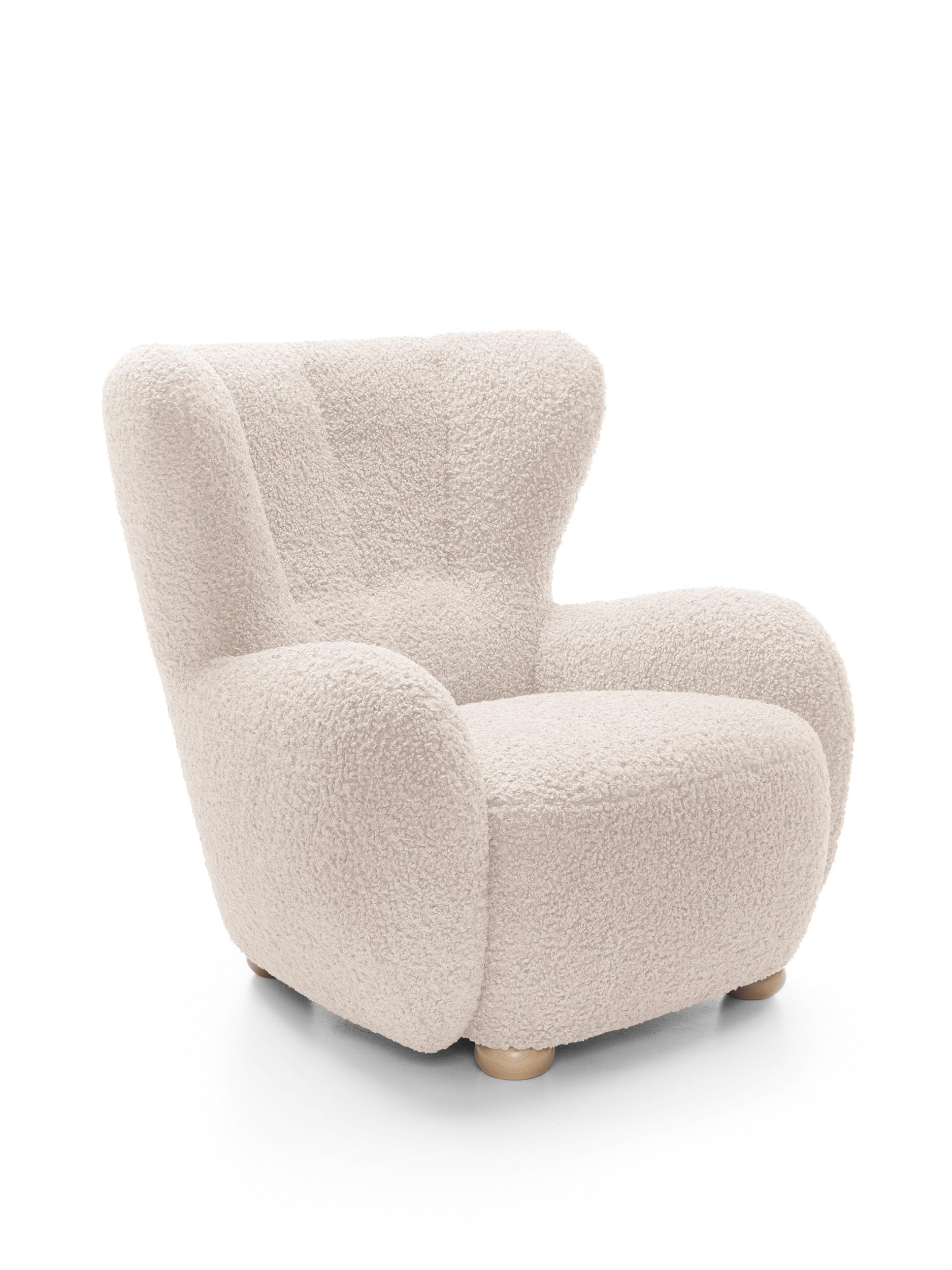 SESSEL MIST, Polstersessel Klassisch Loungesessel, Bucle-Stoff Creme - Creme, Holz/Holzwerkstoff (88/91/100cm) - MASSENO