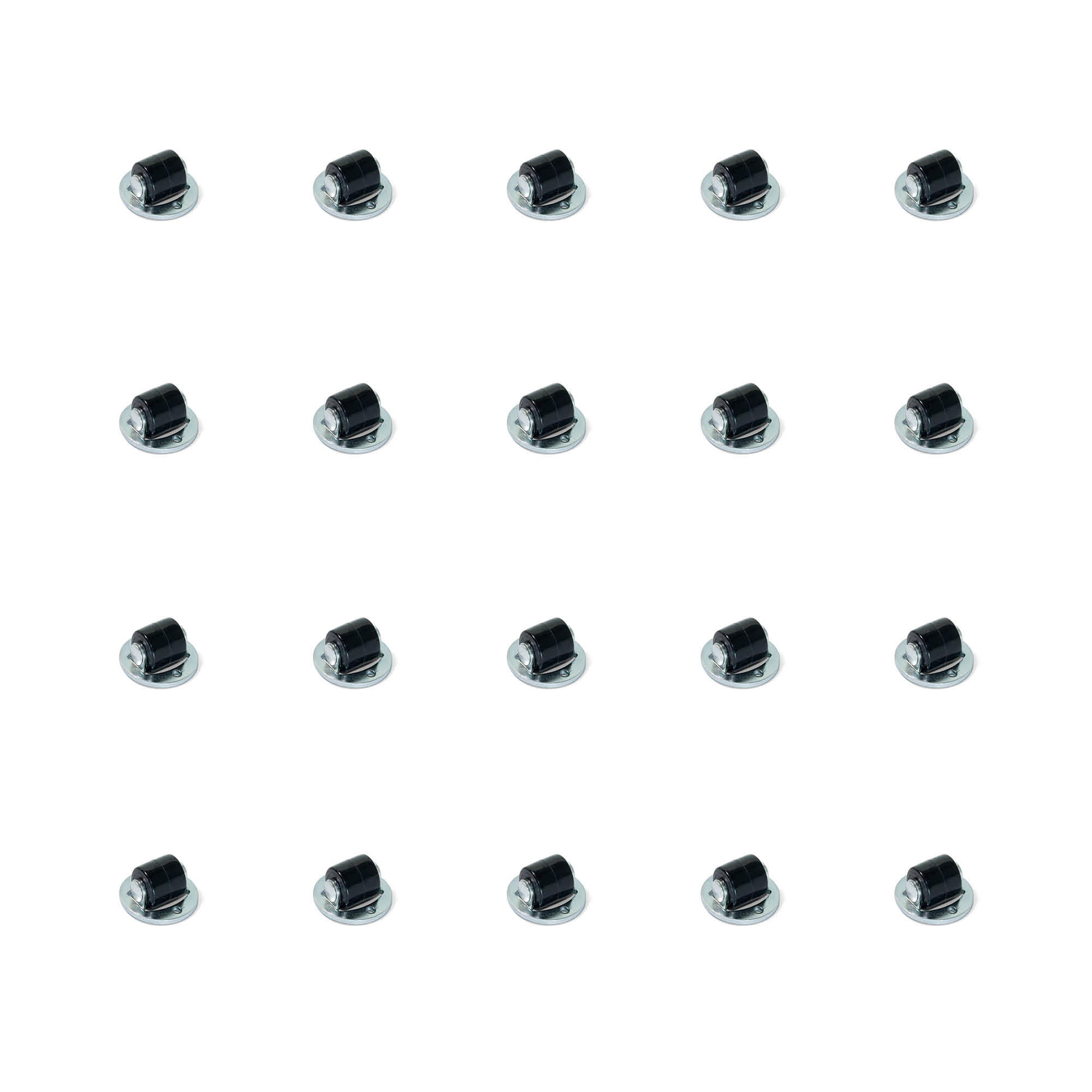 ROLLEN für Möbel, für Schwenkdeckel, Durchmesser 13mm, Stahl und Kunststoff 20er-set - Zinkfarben, Metall (2.6/2/2.6cm) - EMUCA