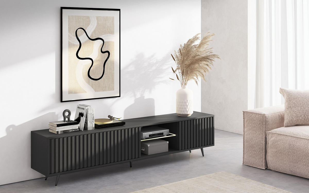 TV-SCHRANK Bello Schwarz 175 cm - Schwarz, Holzwerkstoff (175/43.5/31.3cm) - Selsey