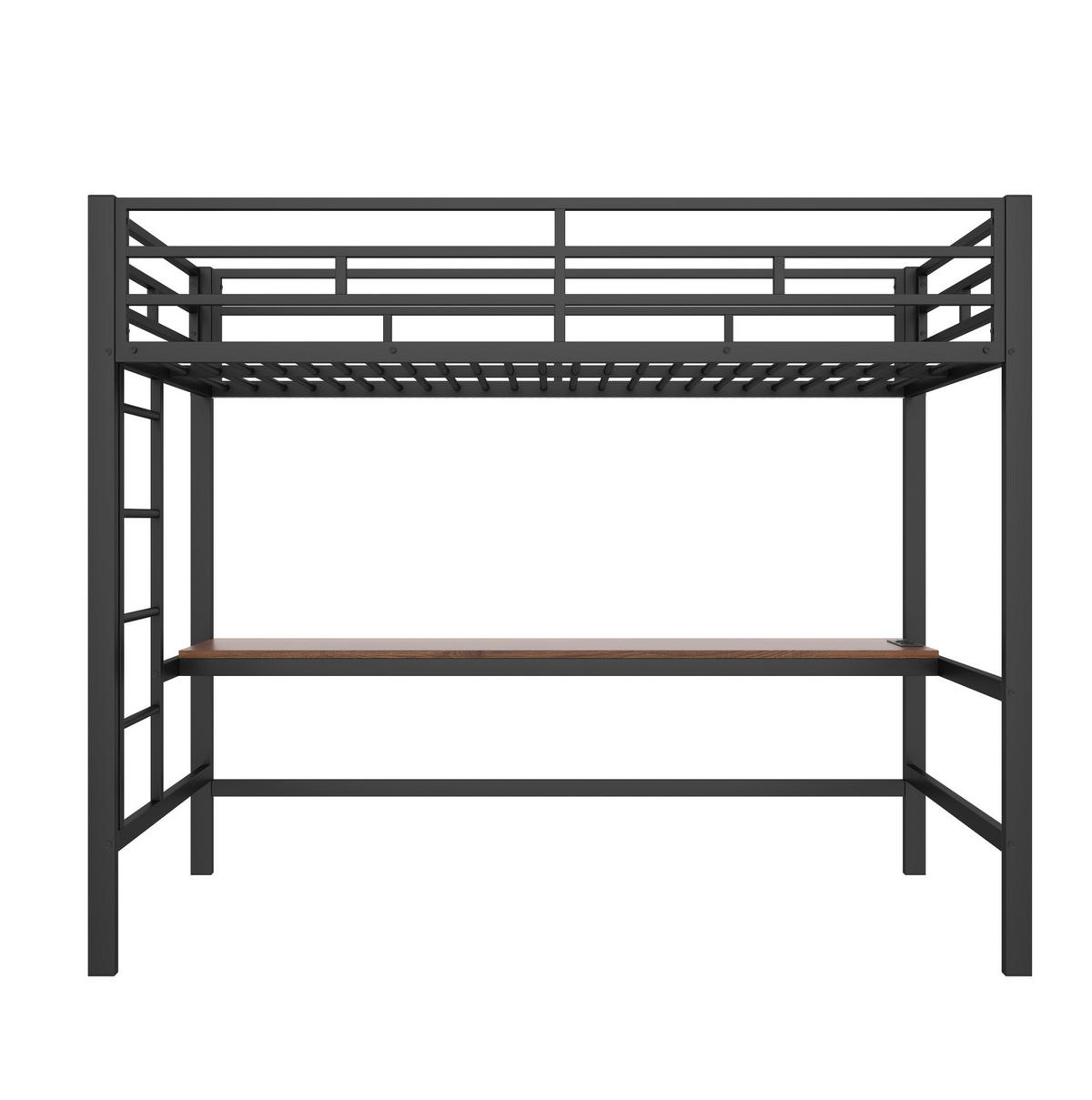 HOCHBETT 90/200 cm mit LED, USB und Tisch ohne Matratze - Schwarz, Metall (90/200cm) - MIVRAY
