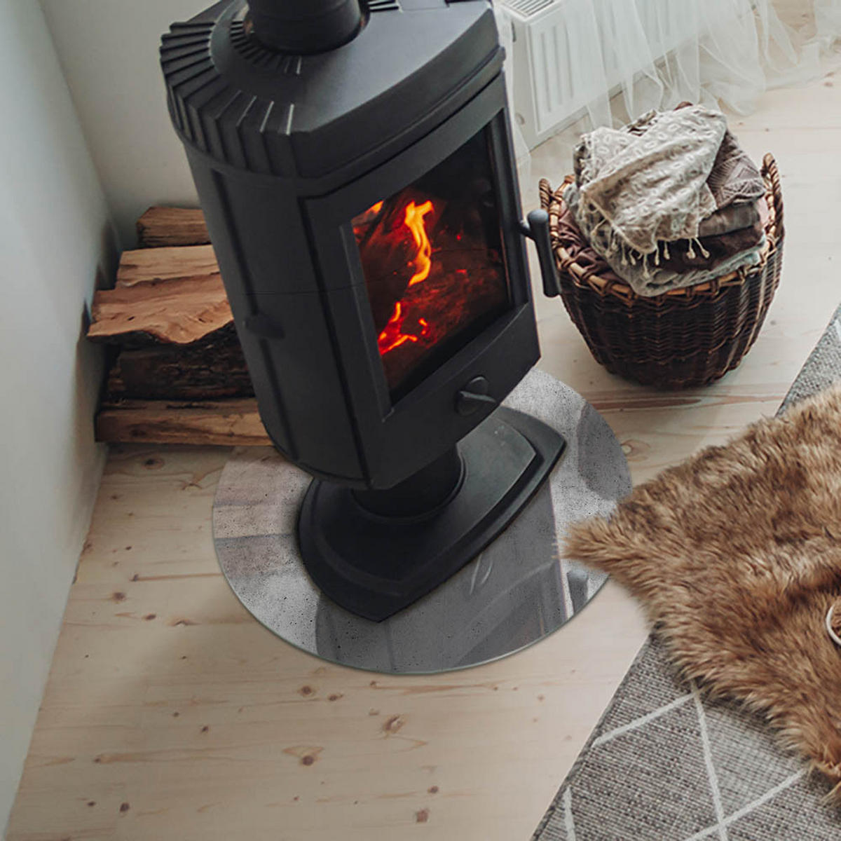 GLASPLATTE für Kamin Ø 50 cm - Grau, Glas (50/50/0.4cm) - TULUP