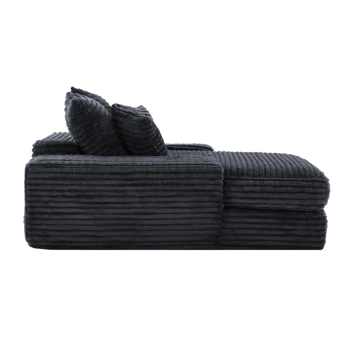 RELAXLIEGE aus Cord 137 x 175 cm Grau mit 4 Kissen - Grau, Kunststoff (137/63/175cm) - Beauniv
