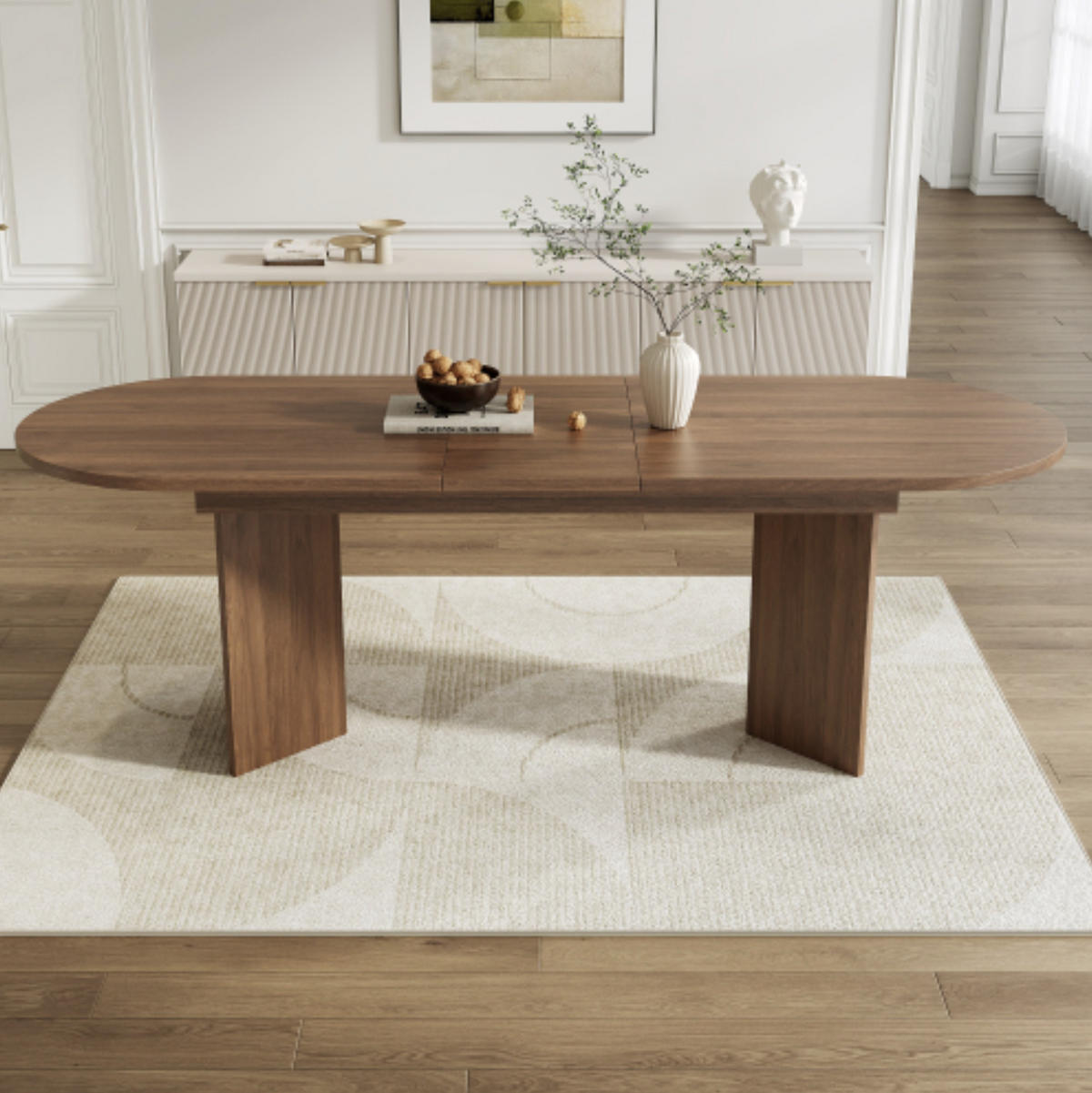ESSTISCH in Nussbaumfarben mit abgerundeten Ecken und verdickter Tischplatte, B160-200/T90/H75 cm - Nussbaumfarben, Holzwerkstoff (90/200/75cm) - STILVORA
