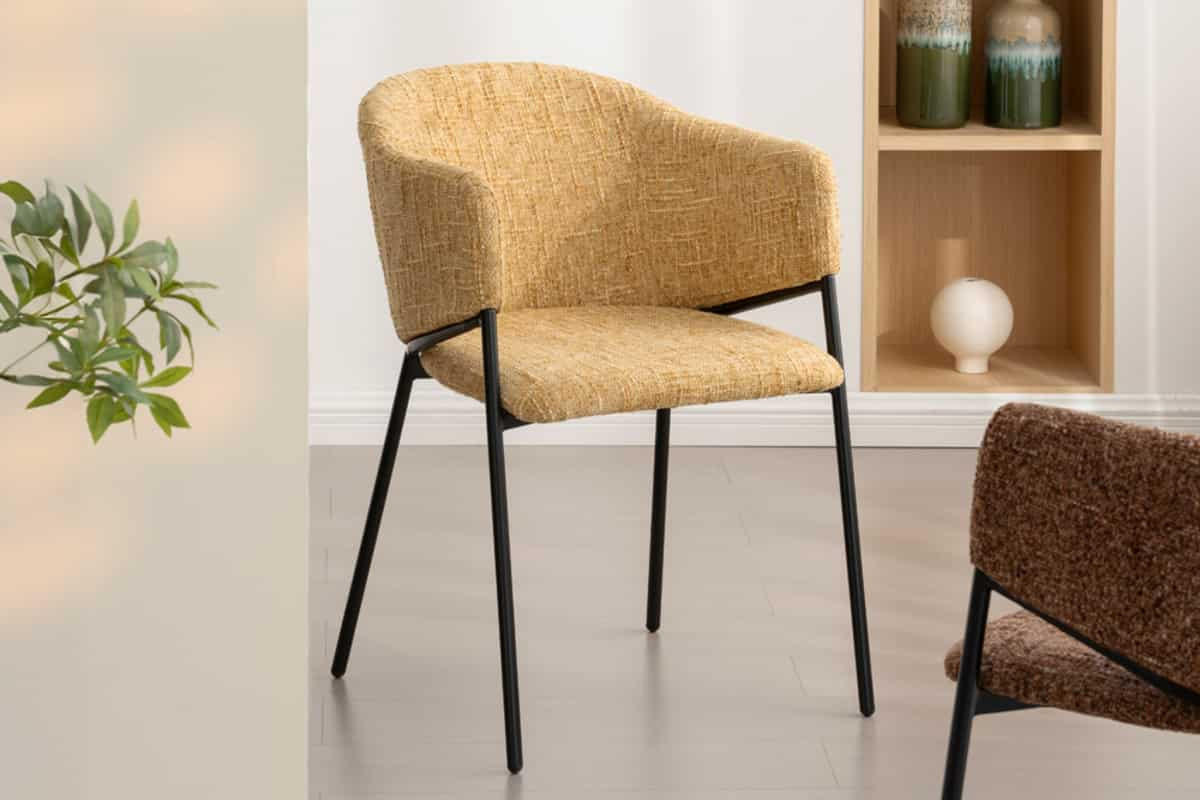 STUHL NOBLESSE Chenille Senfgelb 80 cm - Gelb/Schwarz, Kunststoff/Textil (52/77/60cm) - riess-ambiente