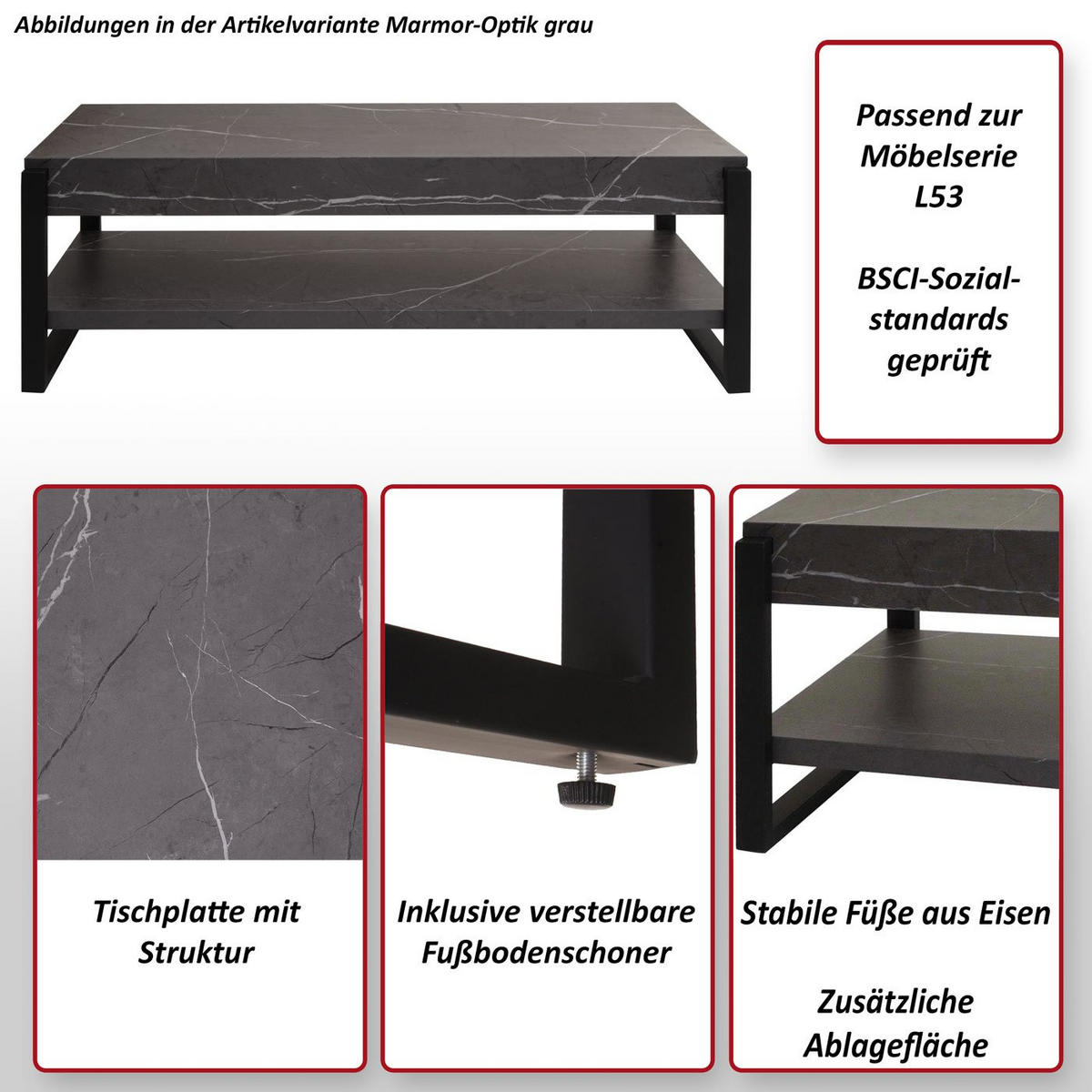TV-RACK Grau - Grau, Holz (120/42/44cm) - MCW