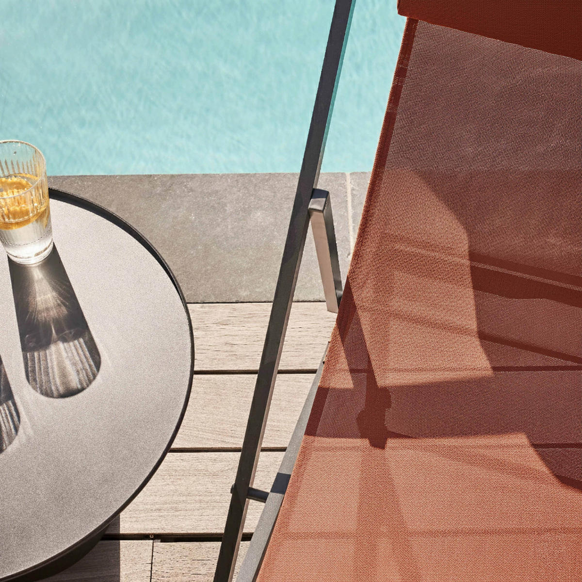 LIEGESTUHL 2-tlg., Terrakotta - Braun, Metall (61/74/102cm) - Oviala