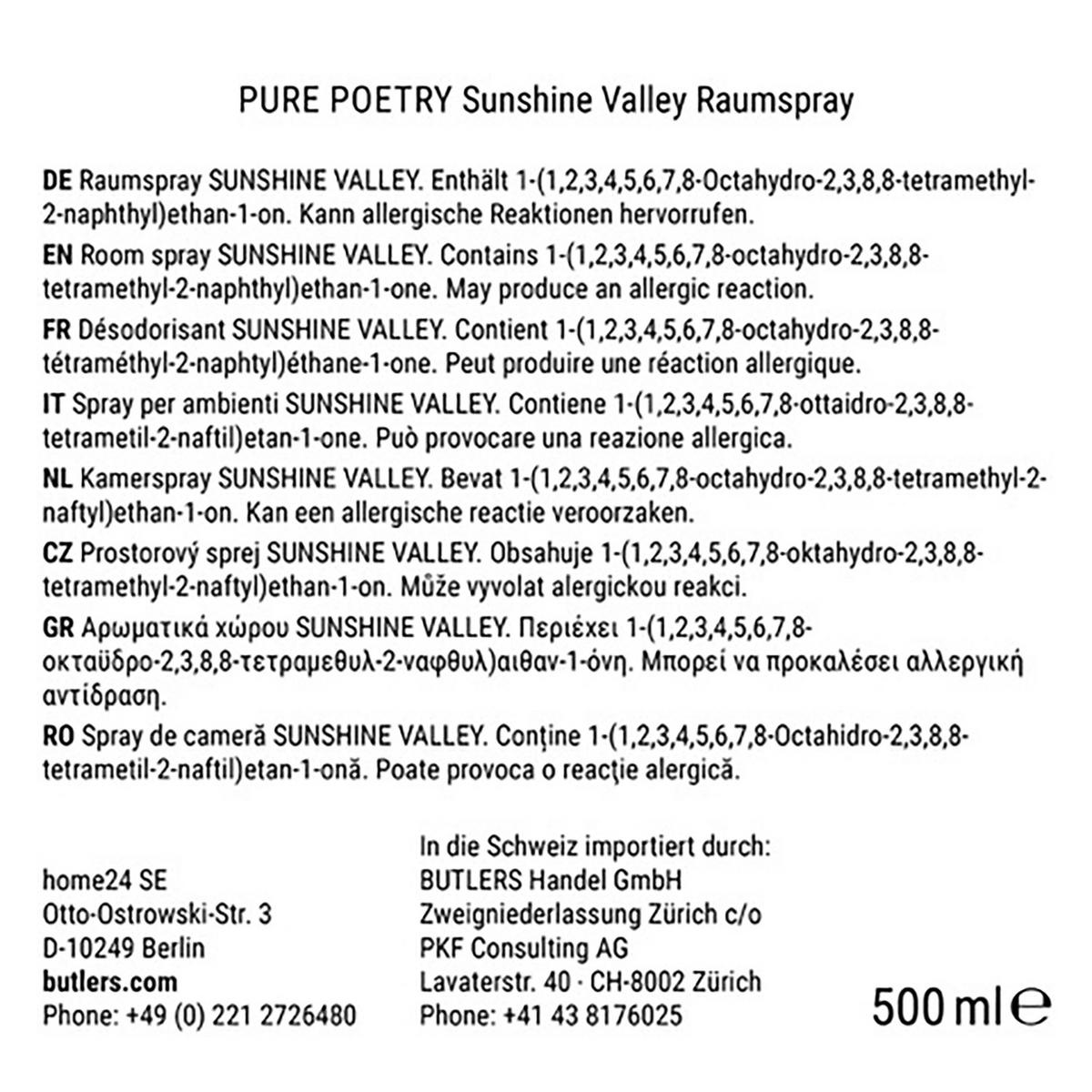 RAUMSPRAY Pure Poetry Sunshine Valley - Orange, Glas/Kunststoff (7/21/7cm) - Butlers
