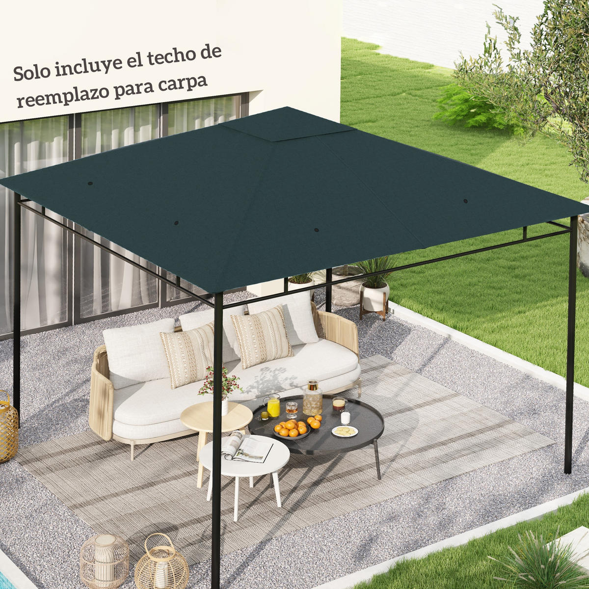 ERSATZDACH, 300x300 cm für Pavillon mit 8 Entwässerungslöchern, grau - Multicolor, Kunststoff (298/295cm) - FORIOUS