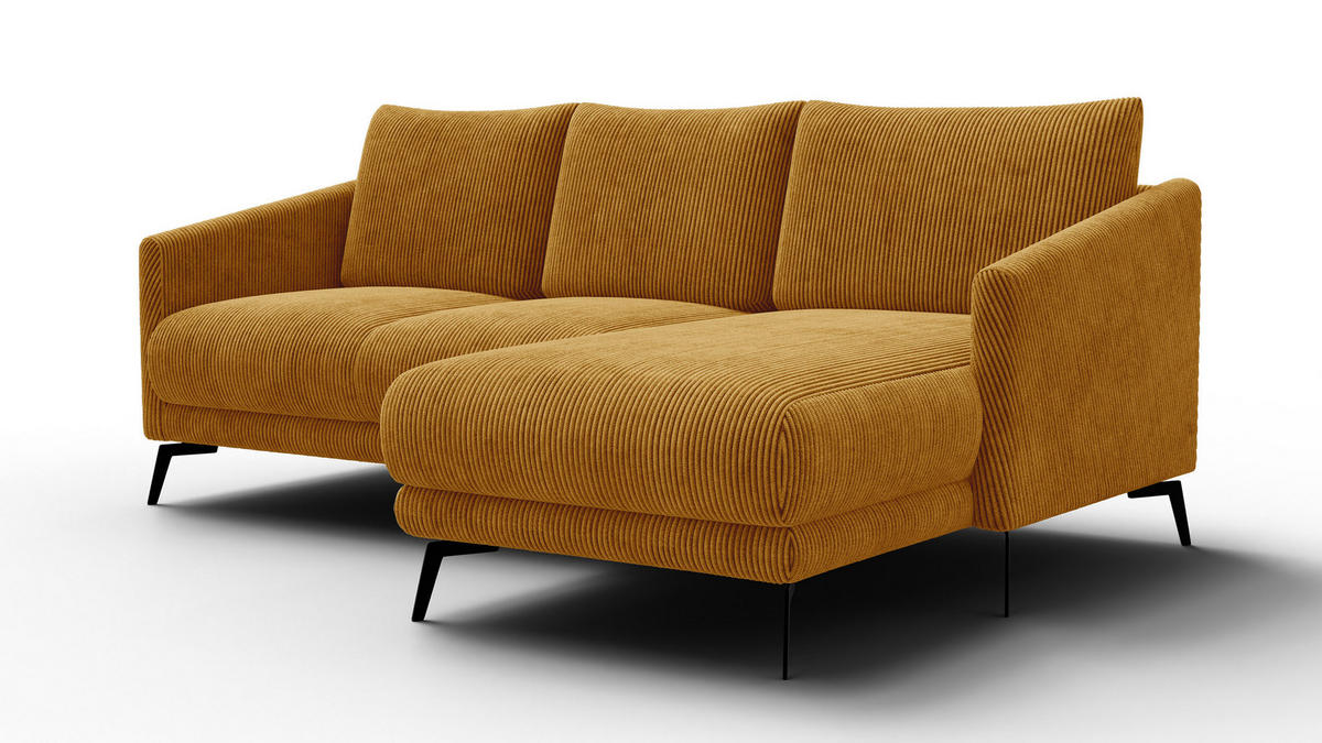 ECKSOFA VILT 3-Sitzer, safran - Gelb/Schwarz, Holzwerkstoff/Textil (221/156cm) - Courtois Laville