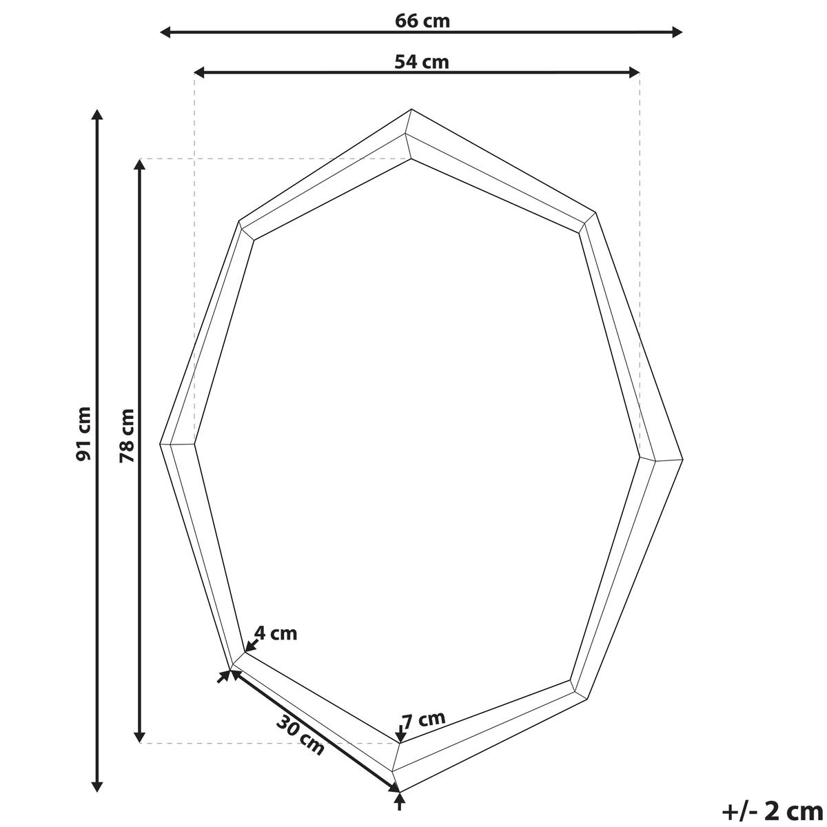 WANDSPIEGEL silber achteckig 91/66 cm Oeno - Silberfarben, Holzwerkstoff (66/91/7cm) - Beliani