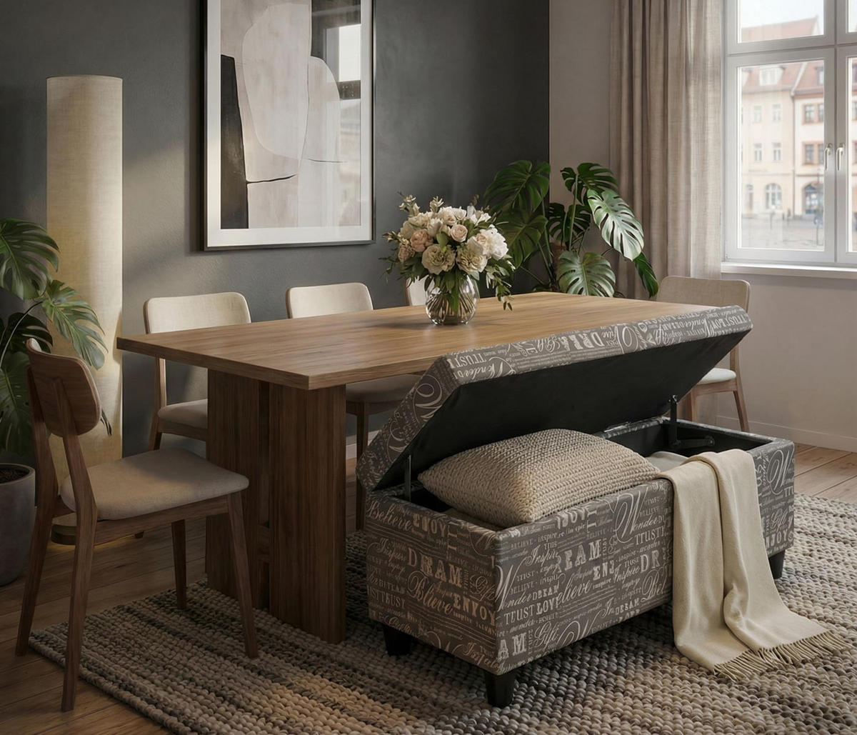 AUFBEWAHRUNGS-TRUHE Grau - Grau, Textil (114/45/45cm) - MCW