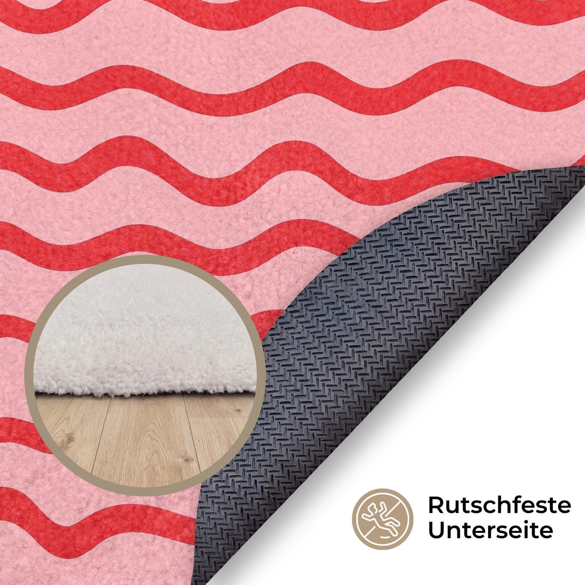 TEPPICH - Verspielt - Muster - Rot - 120x120 cm - Rot, Kunststoff/Textil (120/0.4cm) - OnlyWow