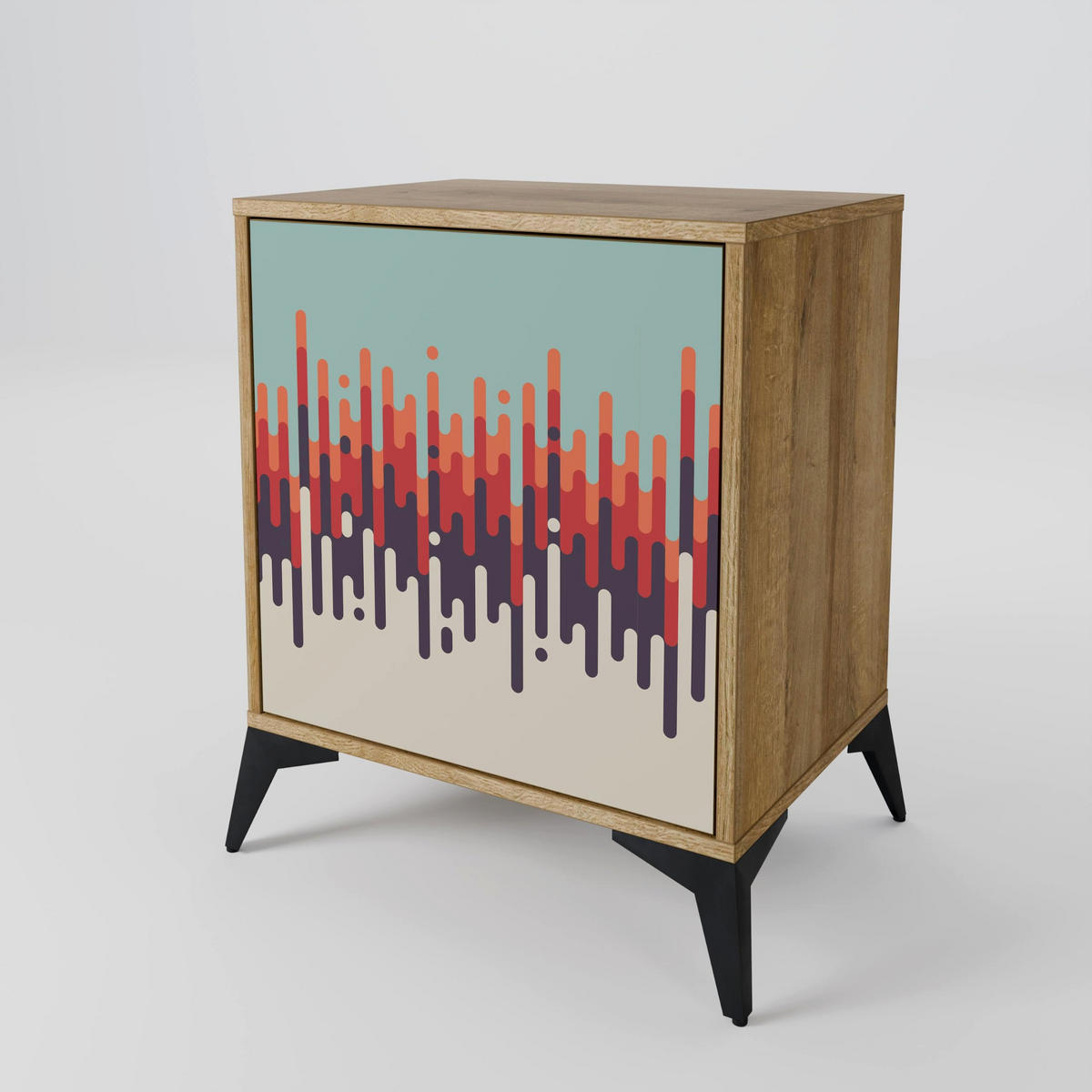 SIDEBOARD CHROMA CONTOURS, Eichefarben, 57,5x42x75,5 cm, Goldfarbene Metallfüße - Eichefarben/Goldfarben, Holzwerkstoff/Metall (57.5/75.5/42cm) - SpaceRebels