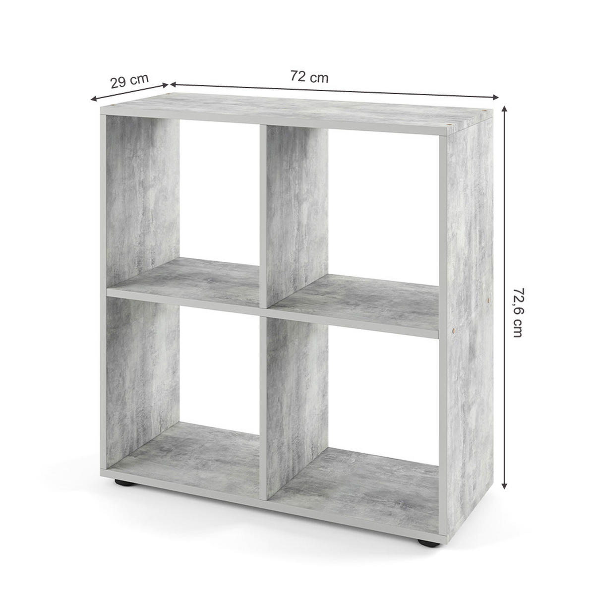 RAUMTEILER Tetra Beton 72.6 x 72 cm - Hellgrau, Holzwerkstoff (72.6/72/29cm) - Vicco