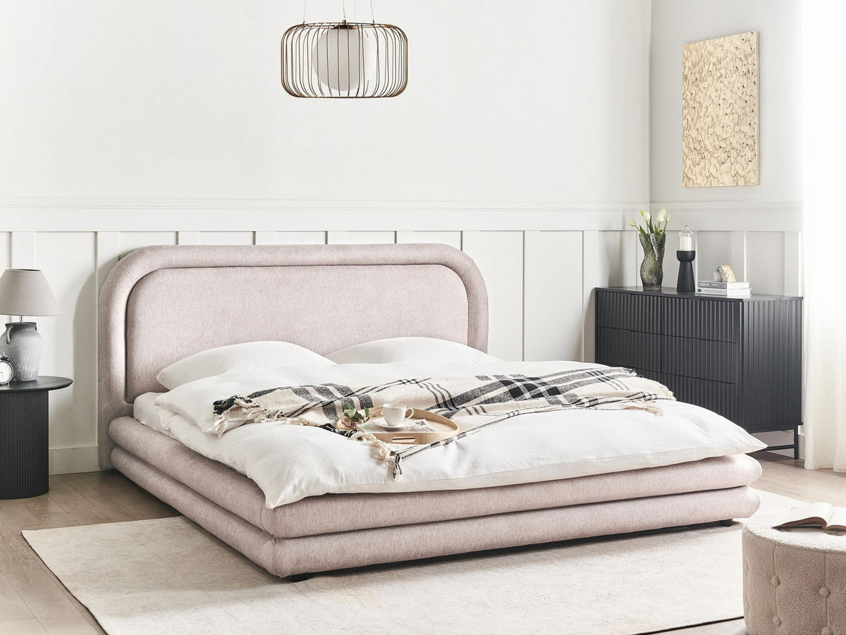 POLSTERBETT mit Lattenrost 180x200 cm Beige Lavardens - Taupe, Textil (180/200cm) - Beliani