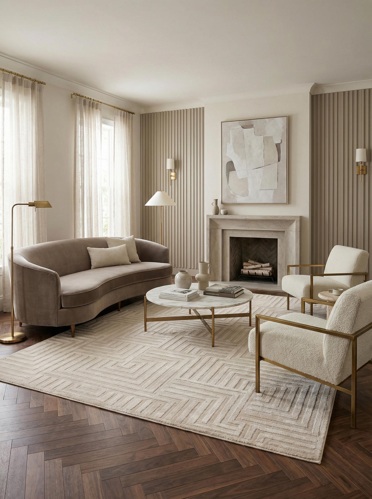 TEPPICH Flur 3D-Effekt Pflegeleicht Waschbar Wohnzimmer OEKO-TEX Beige 140x200 cm Gekettelt – ILLER - Beige, Textil (140/200cm) - KADIMA DESIGN