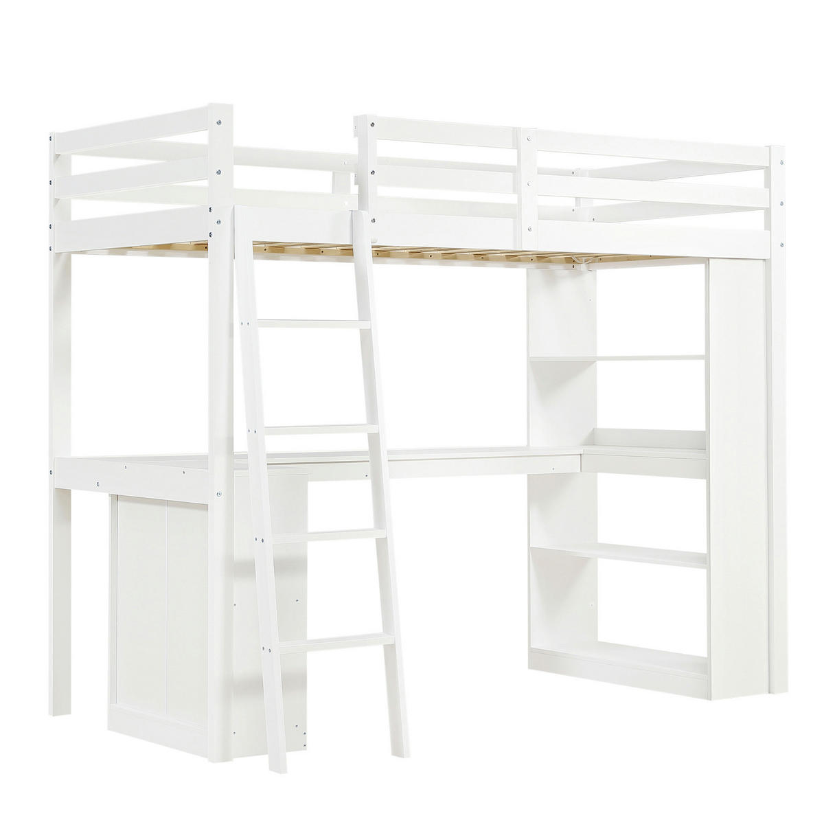 HOCHBETT 90/200 cm weiß aus Kiefer mit Ablageregal und Filztuch - Weiß, Holz (90/200cm) - OKWISH