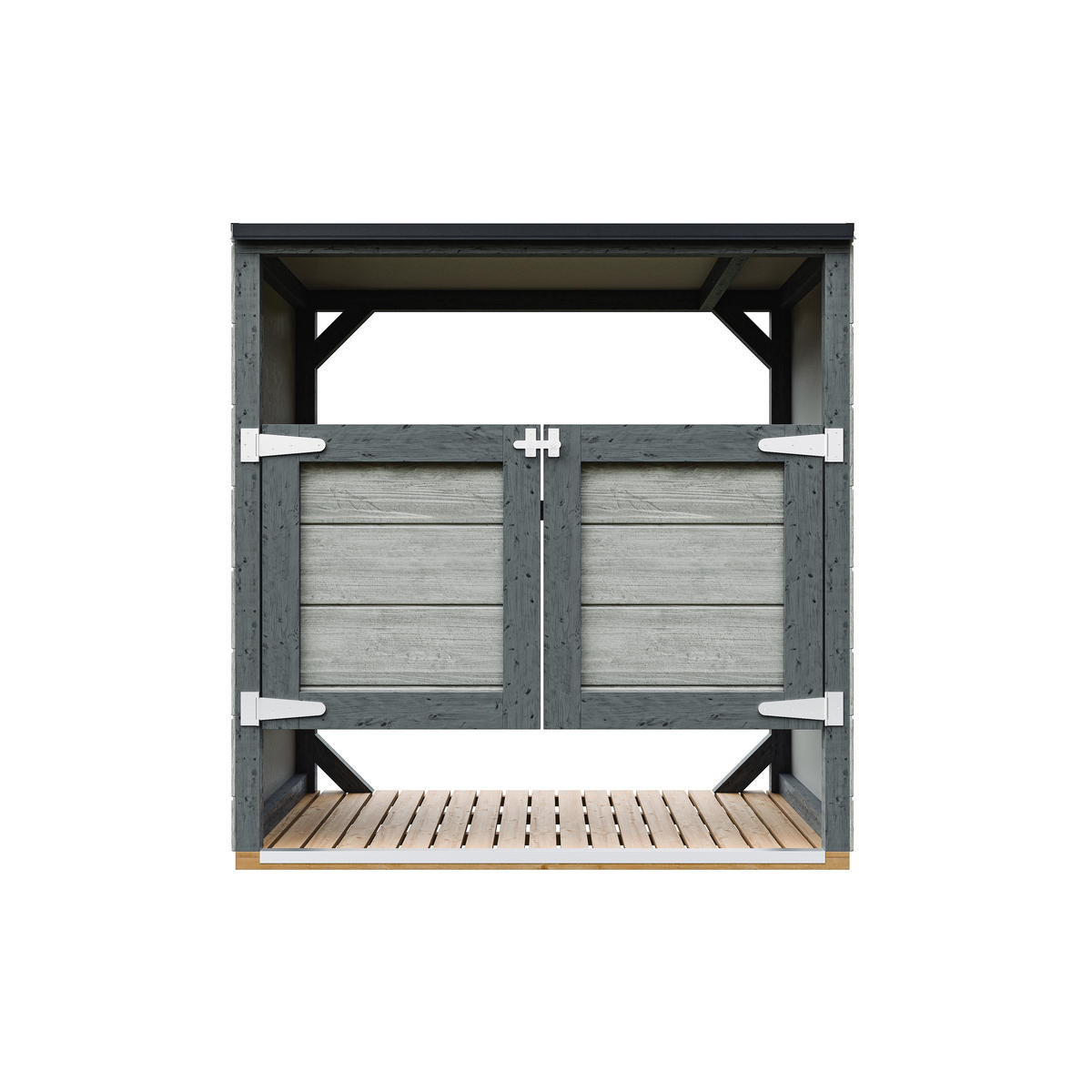 MÜLLTONNENBOX 2er 240L, Timbela M980A-TUNDRA CAVERN, Aus Wetterfest LP Smartside Holz - Graubraun, Holz (153/159/75cm) - Timbela