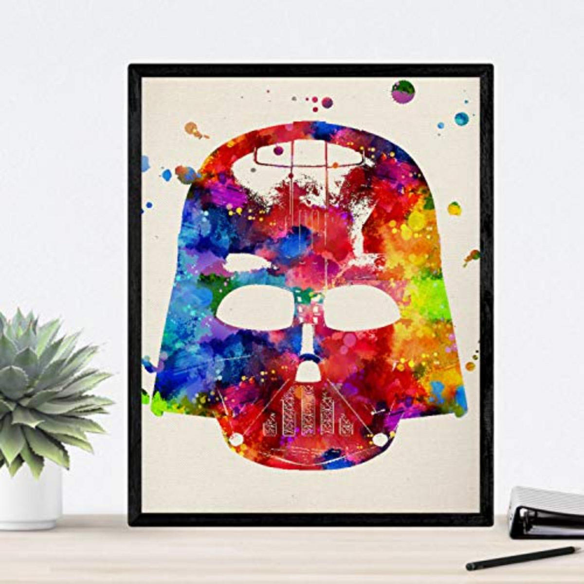 POSTER Set mit 4 Star Wars Film Darth Vader, Yoda, R2D2 und C3PO A4 Schwarzer Rahmen - Schwarz, Papier (29.7/3cm) - Nacnic