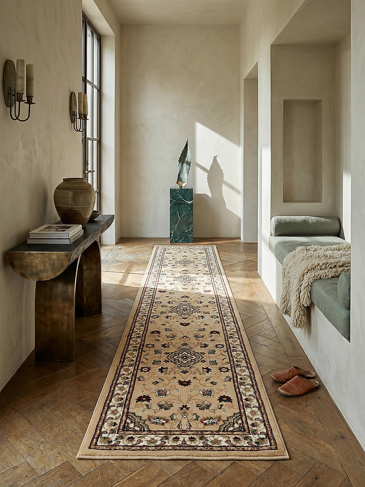 TEPPICH GLAZERT, klassisch-floral, Braun, 60 x 230 cm - Braun, Textil (60/230cm) - KADIMA DESIGN