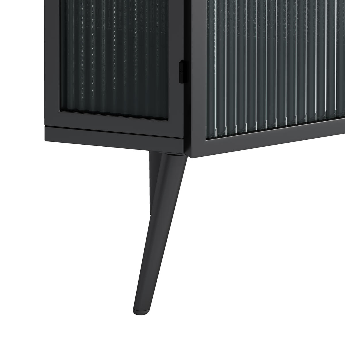 ECKSCHRANK Schwarz Metall & Glas 80cm mit 2 Ebenen & Tür - Schwarz, Metall (56/80/42.5cm) - Urban Meuble
