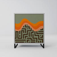 SIDEBOARD SIMPLE SOLUTIONS, Grau, 57,5x42x67,5 cm, Schwarze Metall-Rahmenfüße - Multicolor/Schwarz, Holzwerkstoff/Metall (57.5/67.5/42cm) - SpaceRebels