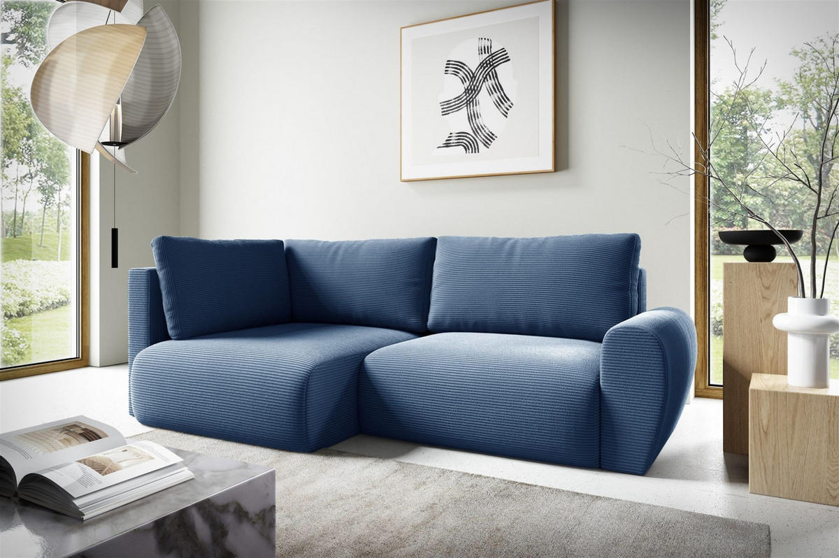 ECKSOFA Galan Mini Mit Schlaffunktion - Blau, Holzwerkstoff/Textil (241/153cm) - Fun Möbel