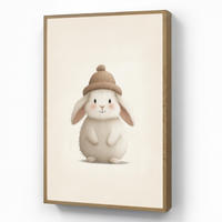 NÁSTĚNNÁ LAMPA S AKUMULÁTOREM Králík - Klobouk - Uši - béžový 70x100 cm - krémová, kompozitní dřevo (70/100/8cm) - OnlyWow
