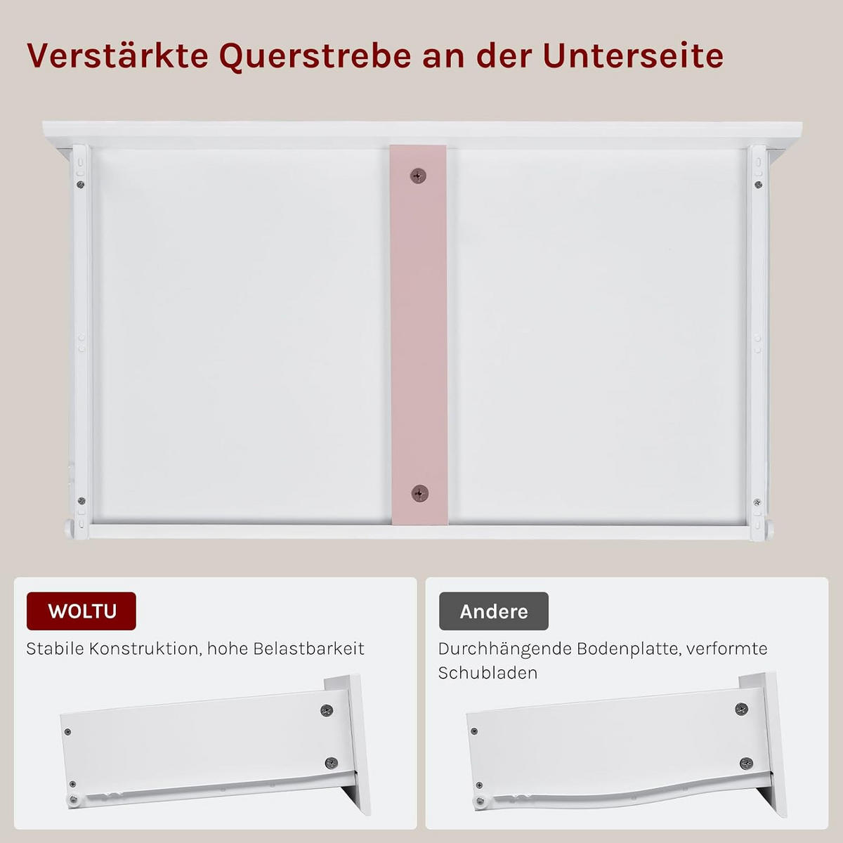 KOMMODE 5 Schubladen 100B x 40T x 80H cm Weiß - Weiß, Holzwerkstoff (100/80/40cm) - Woltu