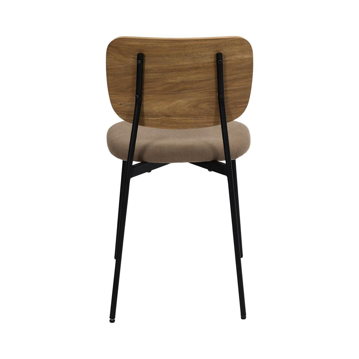 SADA 4 židlí z manšestrové látky v barvě taupe, šířka 44 cm - NOAN - hnědá, kov (50/77.5/44cm) - Calicosy